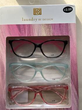 4x-fa0044 Laundry By Shelli Segal 3 Pack Readers Black Light Blue And Pink 2.00