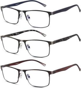 Lcbestbro 711181842869 3 Pack Blue Light Blocking Reading Glasses For Men Stylish Metal Frame Readers