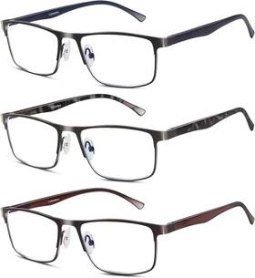 Lcbestbro 744759473288 3 Pack Blue Light Blocking Reading Glasses For Men Stylish Metal Frame Readers