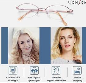 Lian San 445048916969 Progressive Multifocus Reading Glasses/womens Metal Frame Blue Light/lian