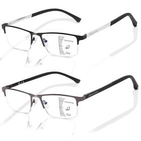 Ls8007p-2p125 Liansan Premium Progressive Multifocus Reading Glasses Men - No-line Aluminum Trifoca