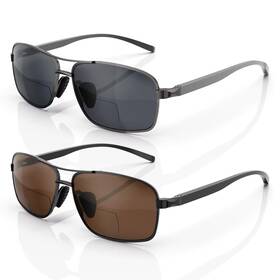 Ls8015bs-2p250 Liansan 2 Packs Premium Metal Bifocal Sunglasses For Men Women Retro Top Clear Sun Re