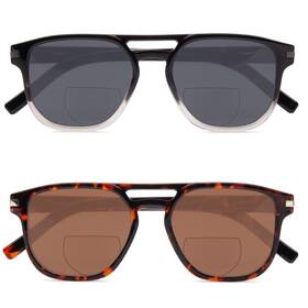 Ls8016bs-2p250 Liansan 2 Pack Premium Bifocal Sunglasses For Men Women Stylish Clear Top Sun Readers