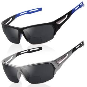 Ls8035bs-2p250 Liansan 2 Pack Bifocal Reading Sunglasses For Men - Outdoor Warp Around Sports Reader