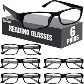 Linhaishi Wanda Glasses Factory 445057397315 Boost Eyewear 6 Pack Reading Classic Black Rectangular Frames With Spr