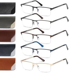 Louol Readers 737494892100 Reading Glasses For Men Blue Light Blocking Half Frame Metal