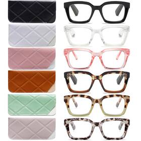 B0cgn1tv2w Louol Readers 6 Pack For Women Oprah Style Square Reading Glasses With Spring Hinge Bl
