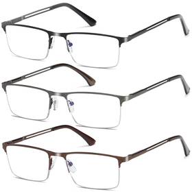 Lr-ljs08-gpb-2.5 Louol Readers Reading Glasses For Men Blue Light Blocking Half Frame Metal