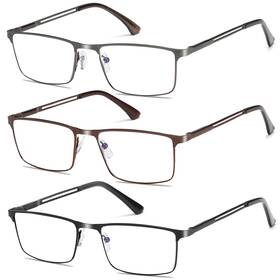 Lr-ljsa08-qkgp-2.5 Louol Readers 3 Pack Blue Light Blocking Reading Glasses For Men With Spring Hinge Metal Fu