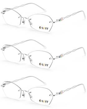 B0b87p3z91 Luff Rimless Reading Glasses Women 3.5 96% Blue Light Blocking Lightweight