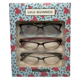 Lulu Guinness 764724844110 3 Pack Womens Reading Glasses Pink Blue Tortoise 1.50 New In Box