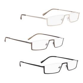 Lur 011448714598 Reading Glasses 3 Pack Metal Half-rim Readers