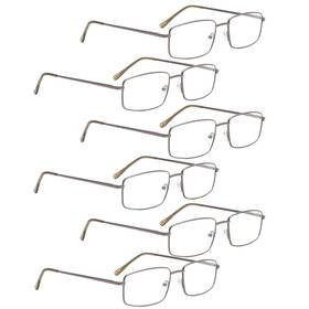3-r15023-6c24-150 Lur Reading Glasses 6 Pack Large Metal Readers For Men Gunmetal
