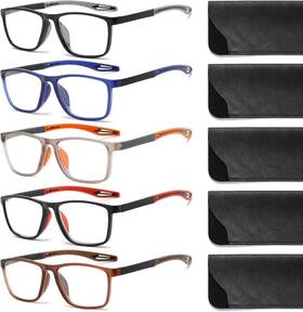 Tr90 Lutonglenss 445048461490 5-pack Reading Glasses For Men Lightweight Blue Light Filter Eyewear