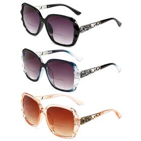 Lutonglenss 756940259816 Oversized Bifocal Sunglasses For Women Classic Retro Reading 3 Pac