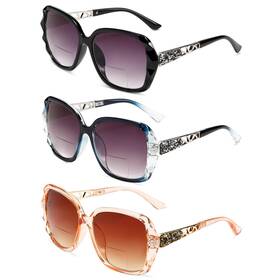 Ltzx43-zssg-1.5 Lutonglenss Oversized Bifocal Sunglasses For Women Classic Retro Reading 3 Pac