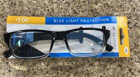M Readers 803926471165 2.00 Scratch Resistant Blue Light Protect Black Glasses And Case A69