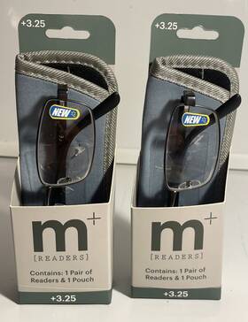 54-16-137 M Readers 803926530633 2x Unisex Male Female Glasses 3.25 With Case Reed Dgun New