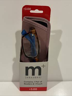 M Readers 803926530831 Premium Lenses Reading Glasses And Pouch 3.00