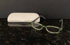 99001-024 Mackenzie-childs Courtly Check/green 2.50 Readers/glasses/case/#99001-024/euc