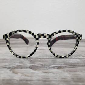 99003-003 Mackenzie-childs Eyeglasses Readers 2 Courtly Check Cat Eye Style