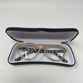 99025-005 Mackenzie Childs Courtly Check Rose Gold Leno Readers X3.00 And Case Euc