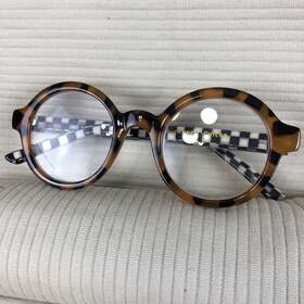 99026-002 Mackenzie-childs Courtly Check Iris Readers Glasses 3.00 Eyeglasses Checkered