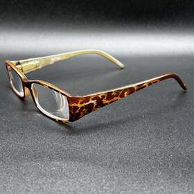 5051-021324-13 Mackie Bob Bmr397h 2.50 Reading Glasses Brown Gold Print Flex Euc