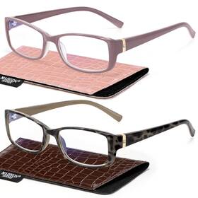 B0f8gnxs52 Madison Avenue 2pk Blue Light Reading Glasses Women Vintage Demi Purple 2.25