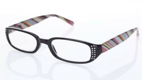 E213 Madison Parker 049805386100 Womens Black Multi Striped Rectangular Reading Glasses 2.00