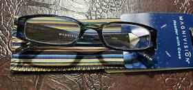 Magnavision Foster Grant 000364220526 1.50 Inch Skyline Reading Glasses With Case Black Blue Yel