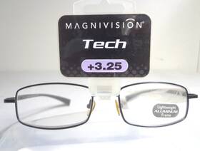 Ct0712 Magnivision Tech Reading Glasses 3.25 Light Weight Aluminum Frame Black