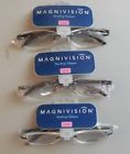 Magnivision Pair Reading Glasses Sequoia Rimless Oval Wood Temples New