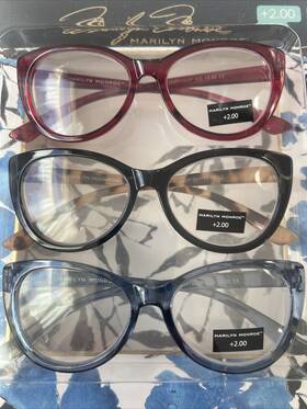 Marilyn Monroe 800414567737 Nib Set Of 3 Readers Reading Glasses 2.00 Cat-eyes