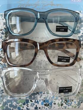 Marilyn Monroe 800414585618 3 Pk Thick Animal Clear Blue Readers Glasses 2.50