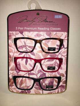 Marilyn Monroe 800414586363 3-pack Premium Reading Glasses Readers 2.50 New