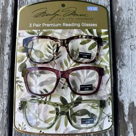 Marilyn Monroe 800414591510 Premium 3-pk 2.50 Reading Glasses Readers Tortoise Green Plum