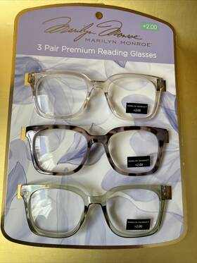 Marilyn Monroe 800414609277 3 Pack Premium Reading Glasses Readers 2.00 New Authentic
