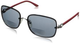 Matte Black 829336729740 Ralph Bifocalsun Reader Rectangular Reading Glasses Silver And Red 158 Mm 1.5