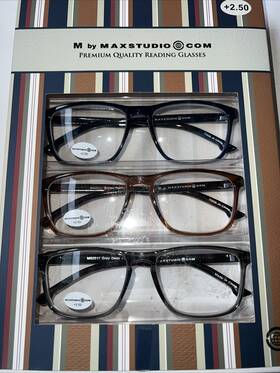 Max Studio 802807354047 Nib 3 Pairs M By Maxstudio.com 2.50 Reading Glasses Black Brown Blue