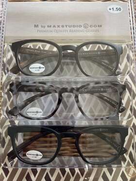 Max Studio 802807354160 New M By Glasses 3 Mens Black Brown Gray 1.50 Round Lenses