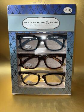 Max Studio 802807354351 New Premium 3-pack Reading Glasses Readers 1.50 Authentic