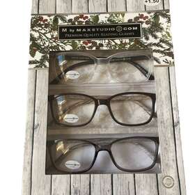 Max Studio 802807354627 M By Maxstudio.com 1.50 Reading Glasses Clear Brown Silver 3 Prs. Nice