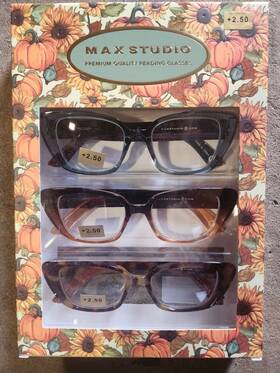 Max Studio 802807357154 2.50 Premium Quality Reading Glasses 3 Pack