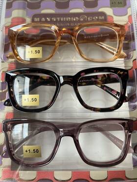 Max Studio 802807357345 3 Pack Premium Reading Glasses Readers 1.50 New Authentic Amber Pink