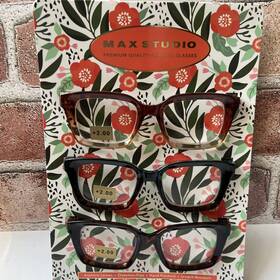 Max Studio 802807357451 2.00 Womens Premium Reading Glasses 3-pack Readers New Authentic