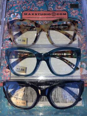 Max Studio 802807357482 3 Pack Premium Reading Glasses Readers 1.50 New Authentic Black&blue