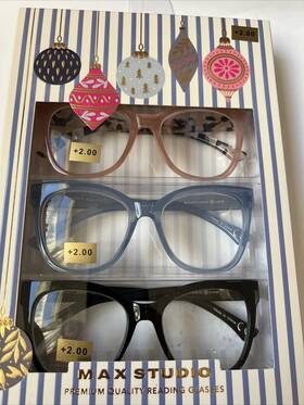 Max Studio 802807357802 Premium 3-pack Reading Glasses Readers 2.00 New Authentic