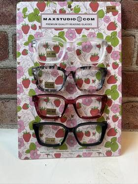 Max Studio 802807358267 1.50 Thick Multicolored Clear 4 Pack Reading Glasses