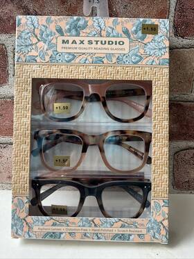Max Studio 802807359035 Nib Premium 3-pack Reading Glasses Readers 1.50 Authentic